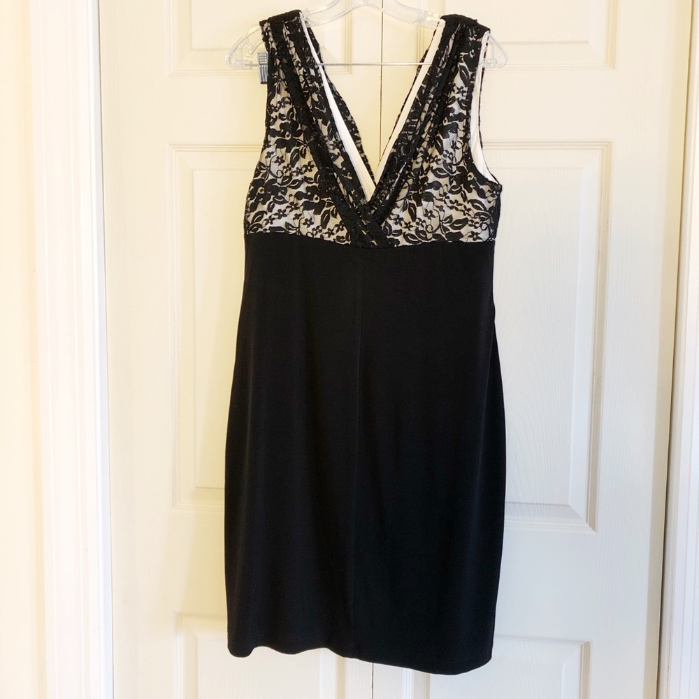 Mini Black & White Lace Dress